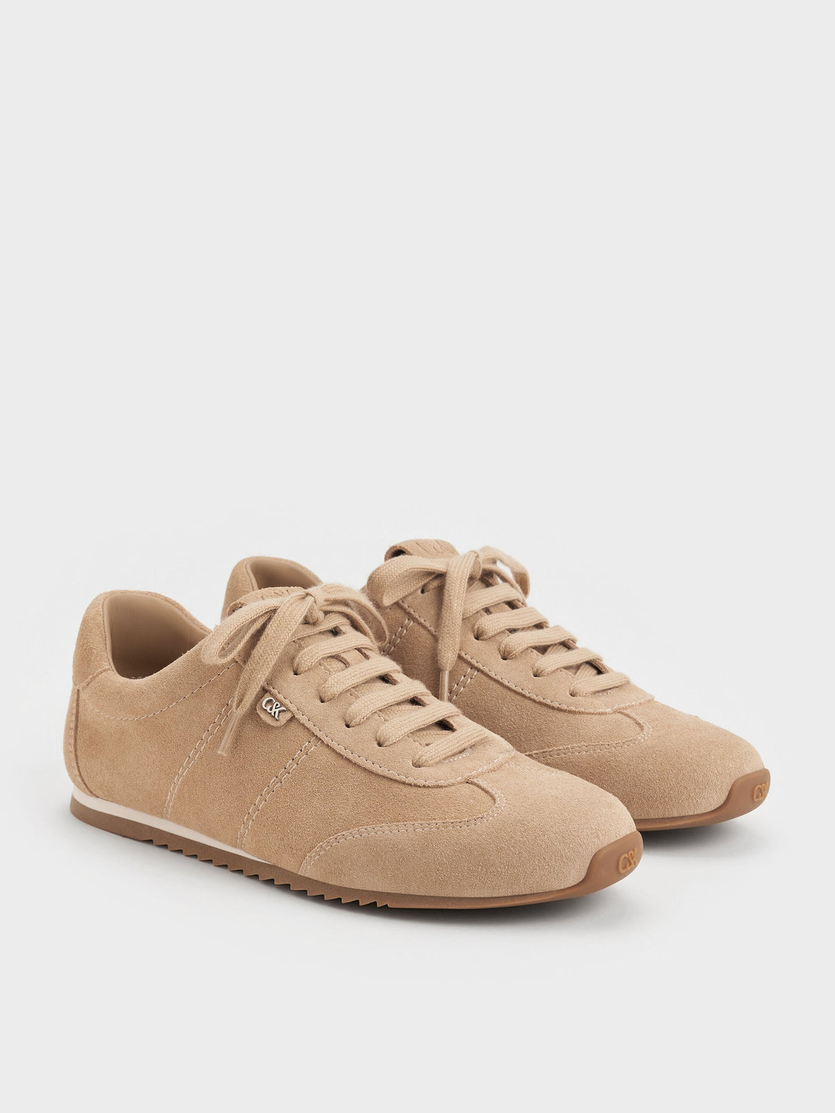 CHARLES & KEITH Signature / Jace Suede Sneakers - Beige