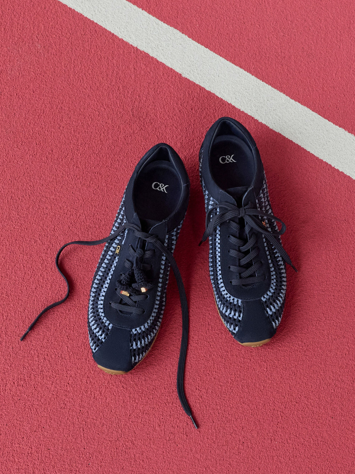 CHARLES & KEITH Essential / Jace Crochet & Suede Flower Sneakers - Blue