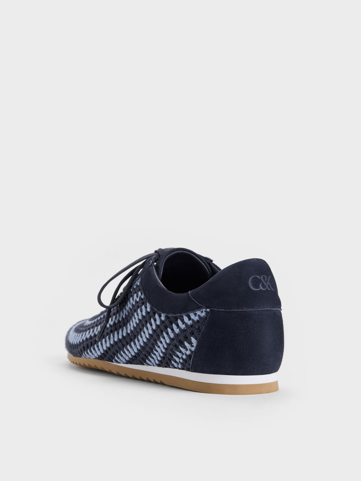 CHARLES & KEITH Essential / Jace Crochet & Suede Flower Sneakers - Blue