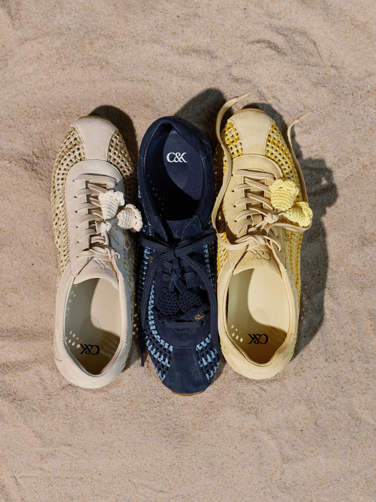 CHARLES & KEITH Essential / Jace Crochet & Suede Flower Sneakers - Blue