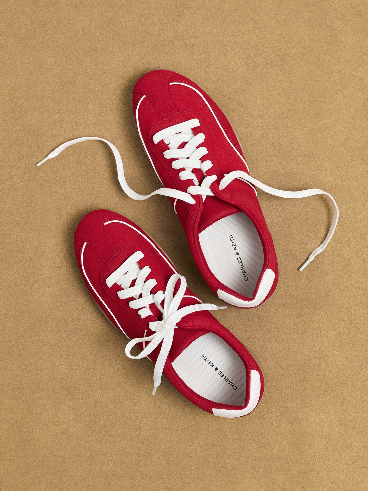 CHARLES & KEITH Smart Buy / Louise Contrast-Trim Sneakers - Red