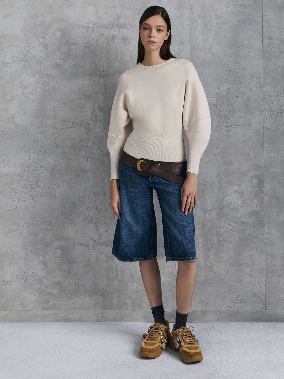 CHARLES & KEITH Exclusive / Yunna Suede & Faux Shearling Chunky Sneakers - Brown