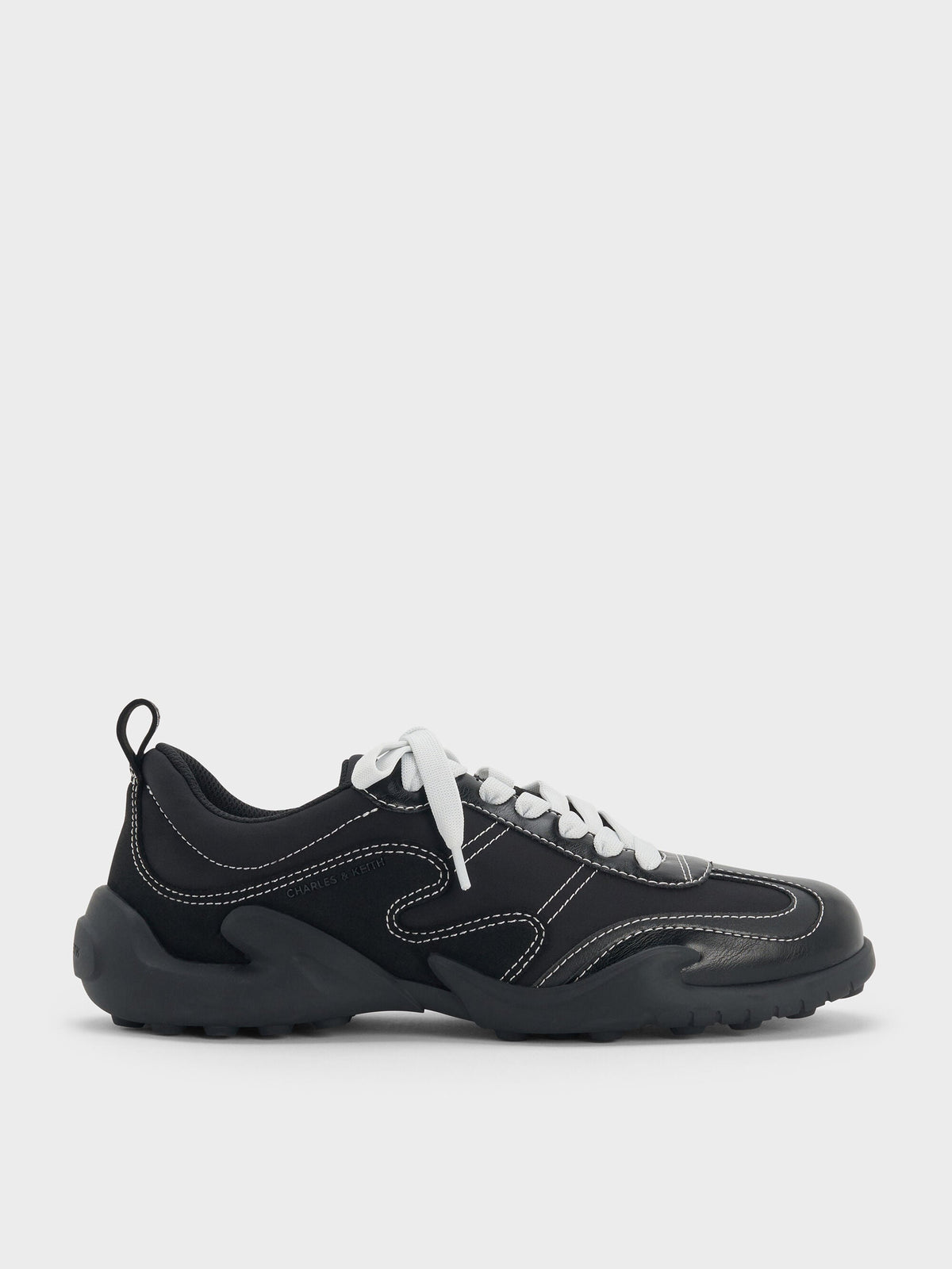 CHARLES & KEITH Quality / Minette Low-Top Sneakers - Black Textured