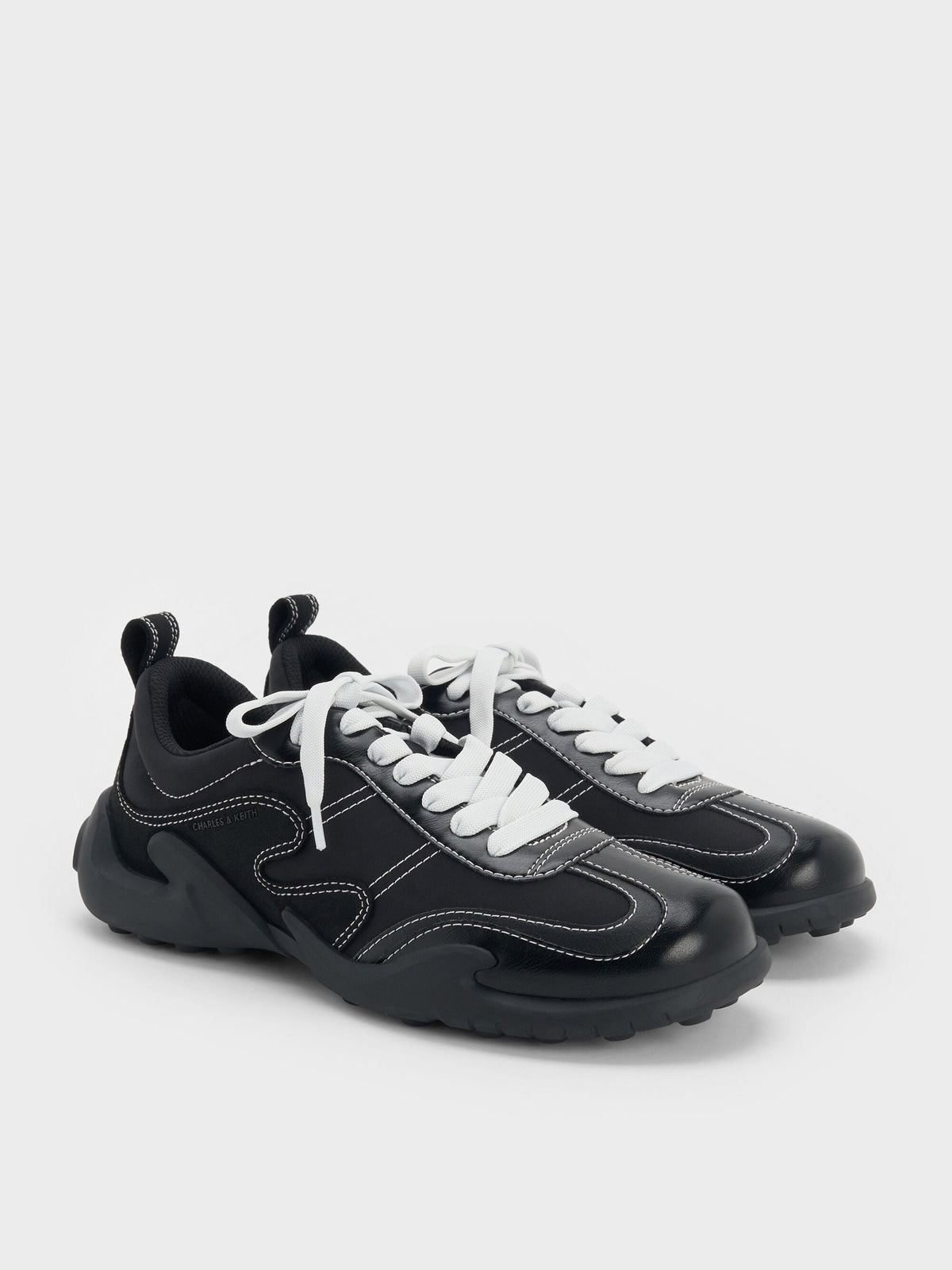 CHARLES & KEITH Quality / Minette Low-Top Sneakers - Black Textured