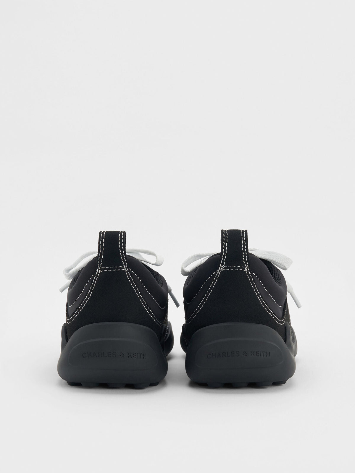 CHARLES & KEITH Quality / Minette Low-Top Sneakers - Black Textured
