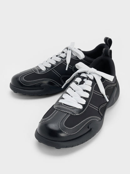 CHARLES & KEITH Quality / Minette Low-Top Sneakers - Black Textured