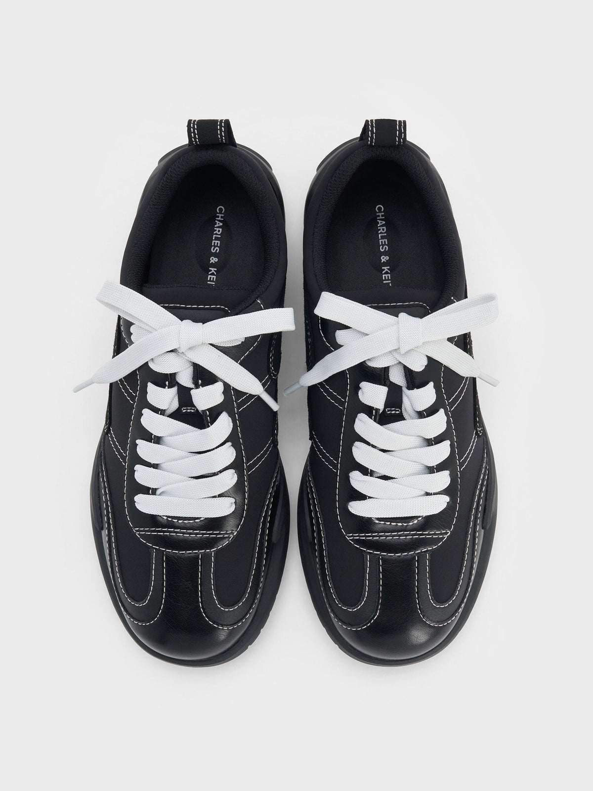 CHARLES & KEITH Quality / Minette Low-Top Sneakers - Black Textured