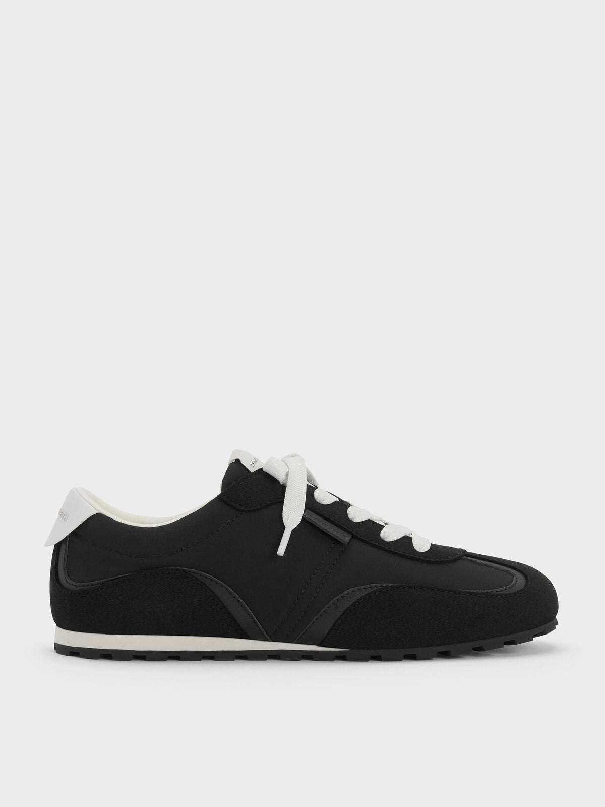 CHARLES & KEITH Classic / Nylon Contrast-Panel Sneakers - Black Textured