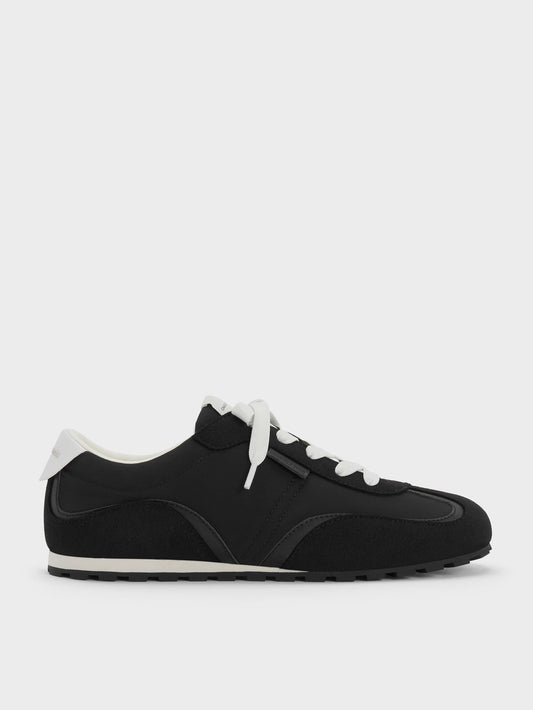 CHARLES & KEITH Classic / Nylon Contrast-Panel Sneakers - Black Textured