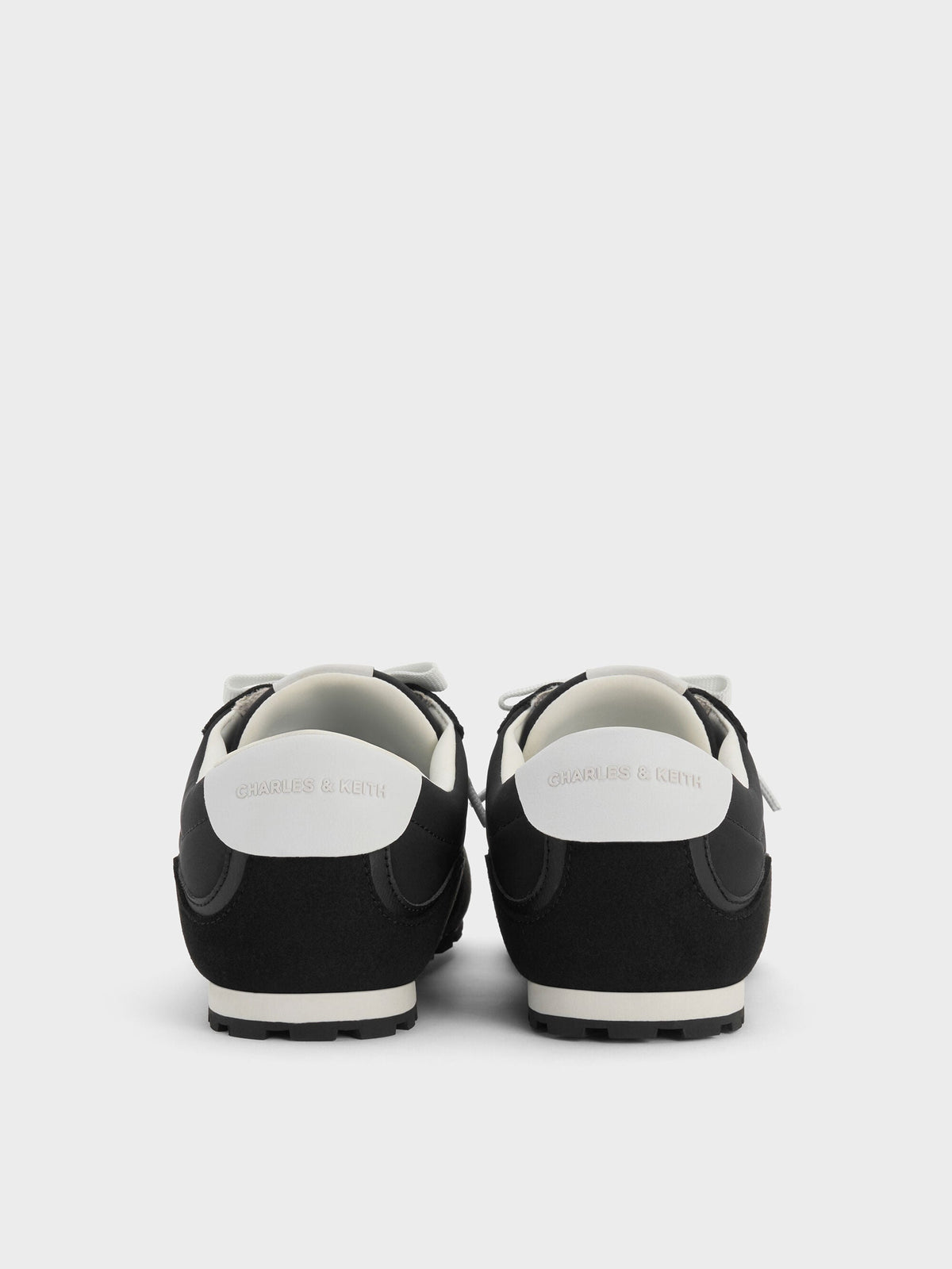 CHARLES & KEITH Classic / Nylon Contrast-Panel Sneakers - Black Textured
