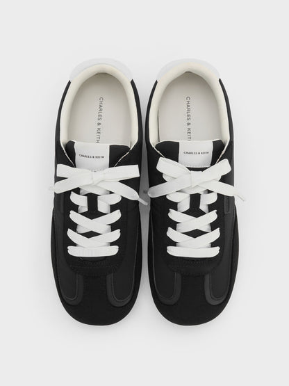 CHARLES & KEITH Classic / Nylon Contrast-Panel Sneakers - Black Textured