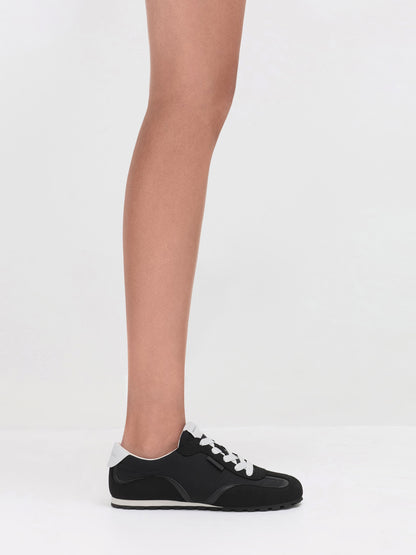 CHARLES & KEITH Classic / Nylon Contrast-Panel Sneakers - Black Textured