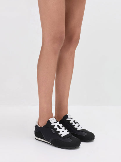 CHARLES & KEITH Classic / Nylon Contrast-Panel Sneakers - Black Textured