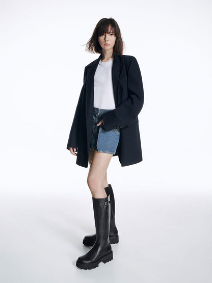 CHARLES & KEITH Trending / Imogen Side-Buckle Chunky Knee-High Boots - Black