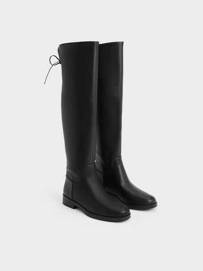 CHARLES & KEITH Customer Favorite / Louisa Fold-Over Thigh-High Boots - Black