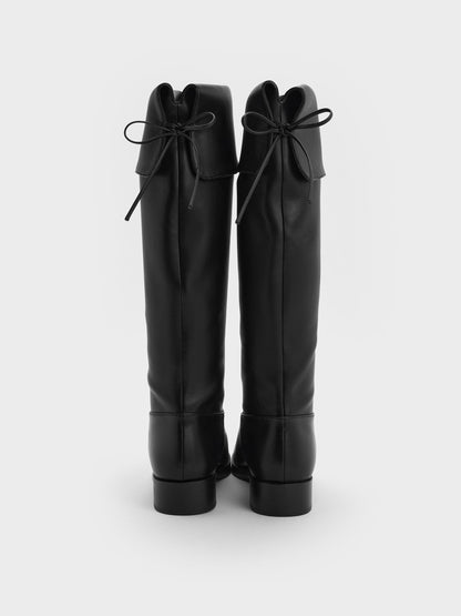 CHARLES & KEITH Customer Favorite / Louisa Fold-Over Thigh-High Boots - Black
