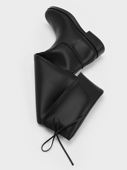 CHARLES & KEITH Customer Favorite / Louisa Fold-Over Thigh-High Boots - Black