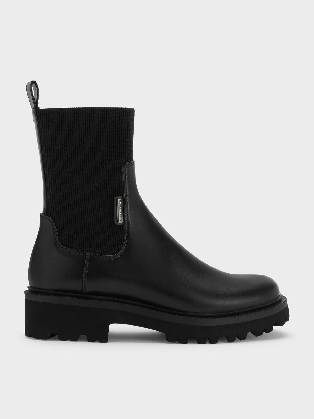 CHARLES & KEITH Premium / Remy Ridged-Sole Chelsea Boots - Black