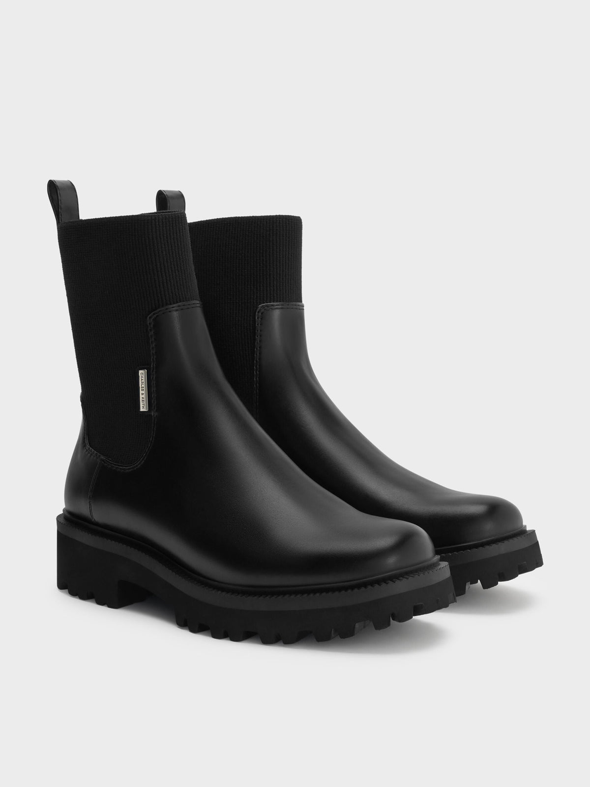 CHARLES & KEITH Premium / Remy Ridged-Sole Chelsea Boots - Black
