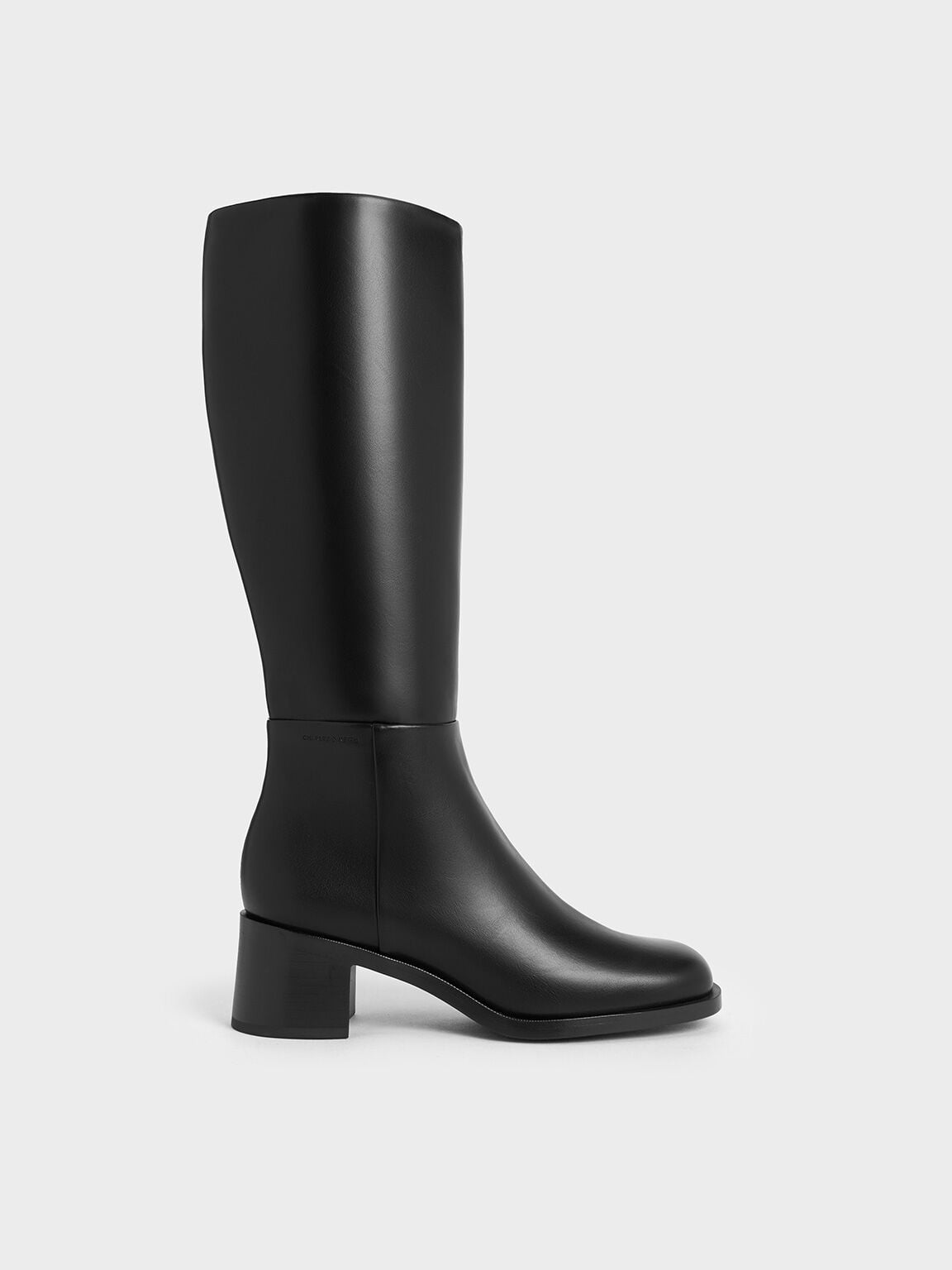 CHARLES & KEITH Trusted / Louise Block-Heel Knee-High Boots - Black