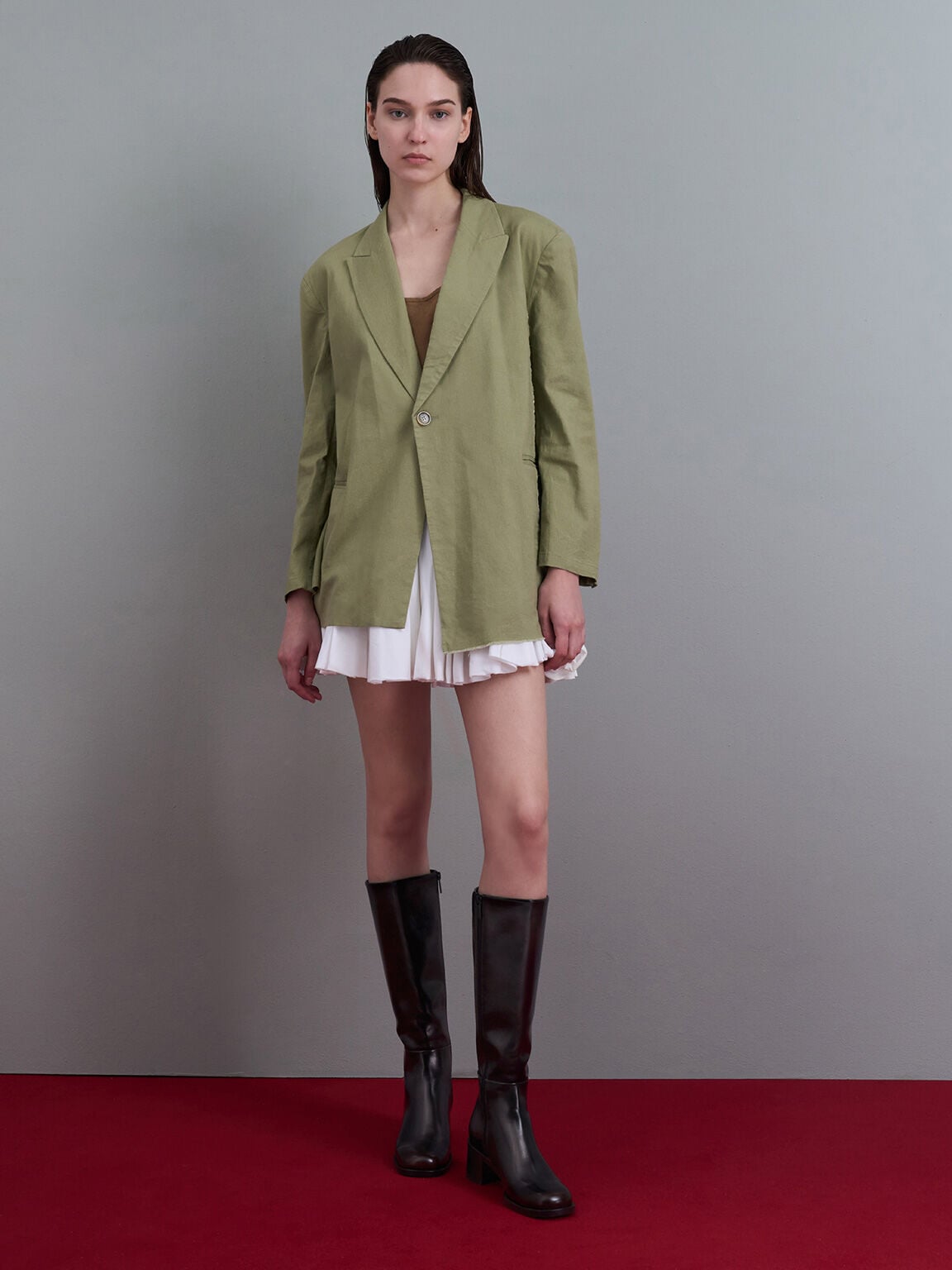 CHARLES & KEITH Trending / Louise Block-Heel Knee-High Boots - Dark Brown