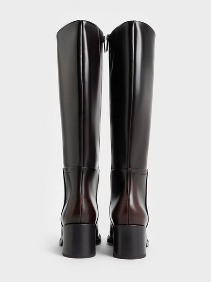 CHARLES & KEITH Trending / Louise Block-Heel Knee-High Boots - Dark Brown