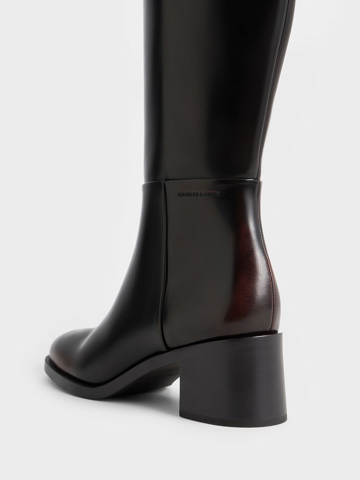 CHARLES & KEITH Trending / Louise Block-Heel Knee-High Boots - Dark Brown