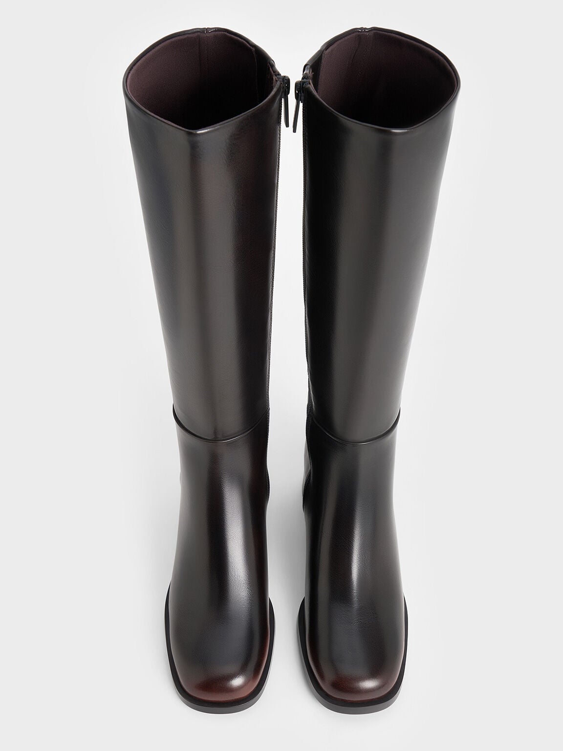 CHARLES & KEITH Trending / Louise Block-Heel Knee-High Boots - Dark Brown