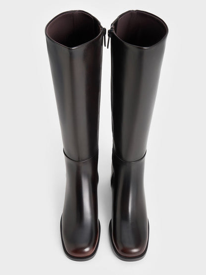 CHARLES & KEITH Trending / Louise Block-Heel Knee-High Boots - Dark Brown