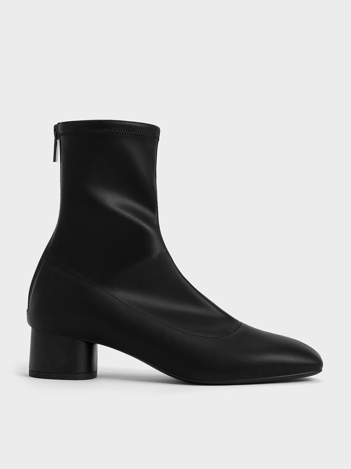 CHARLES & KEITH Value / Stitch-Trim Heeled Ankle Boots - Black