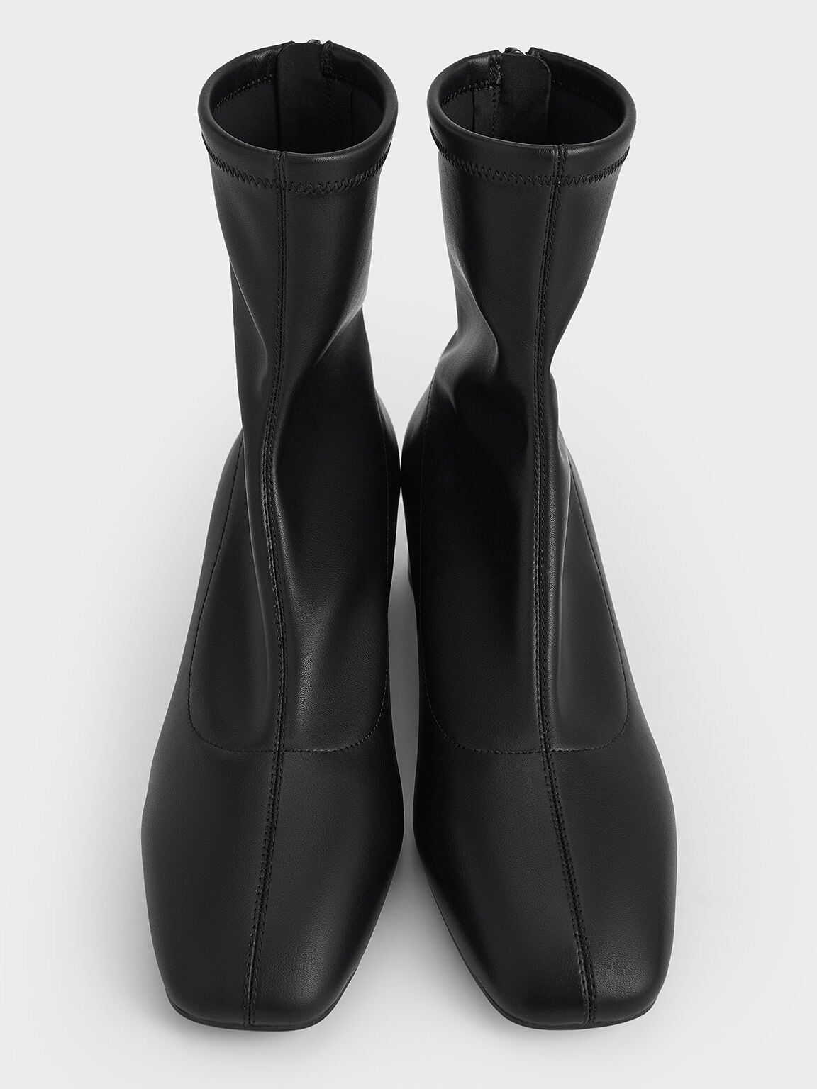CHARLES & KEITH Value / Stitch-Trim Heeled Ankle Boots - Black