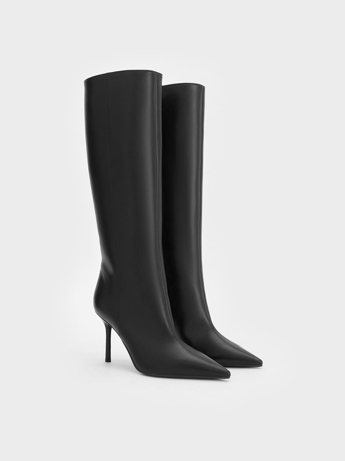 CHARLES & KEITH Special Offer / Pointed Stiletto Knee-High Boots - Black