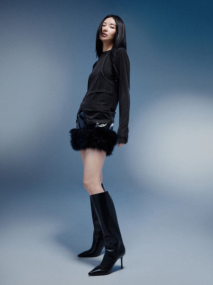 CHARLES & KEITH Special Offer / Pointed Stiletto Knee-High Boots - Black