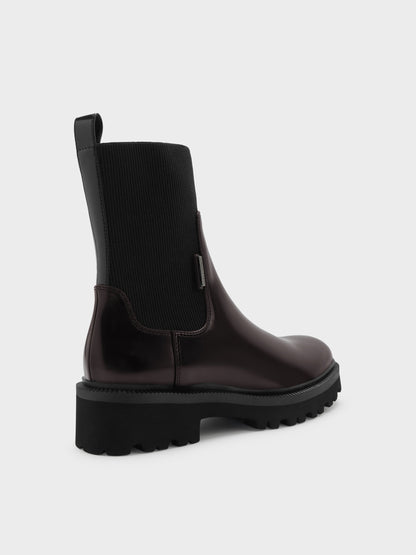 CHARLES & KEITH Discount / Remy Ridged-Sole Chelsea Boots - Burgundy