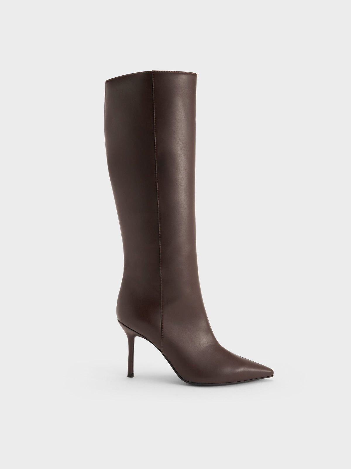 CHARLES & KEITH Sale / Pointed Stiletto Knee-High Boots - Dark Brown