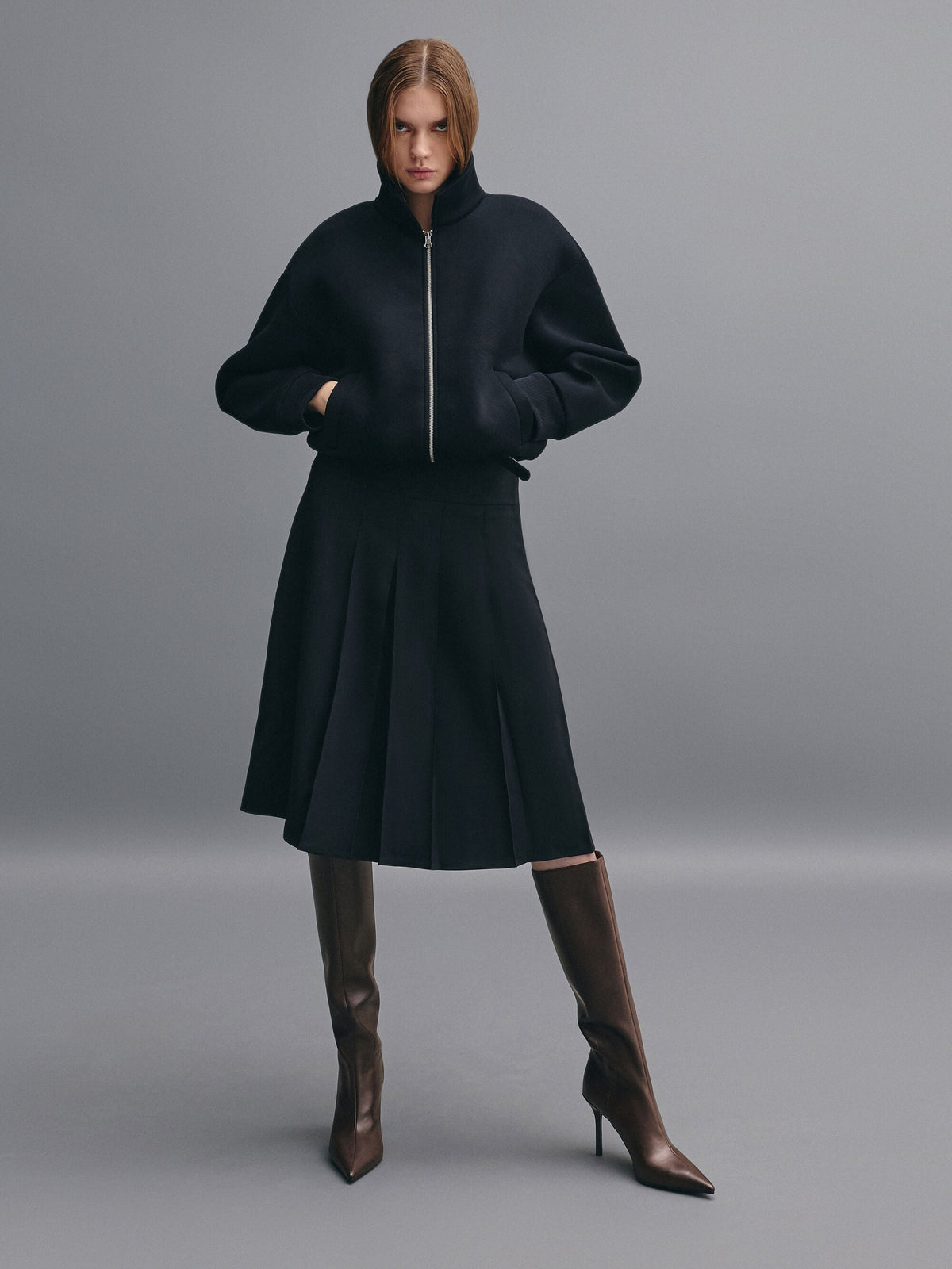 CHARLES & KEITH Sale / Pointed Stiletto Knee-High Boots - Dark Brown