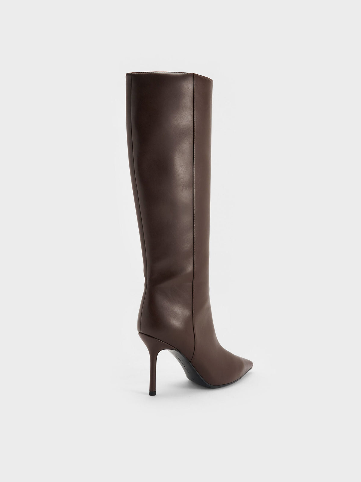 CHARLES & KEITH Sale / Pointed Stiletto Knee-High Boots - Dark Brown