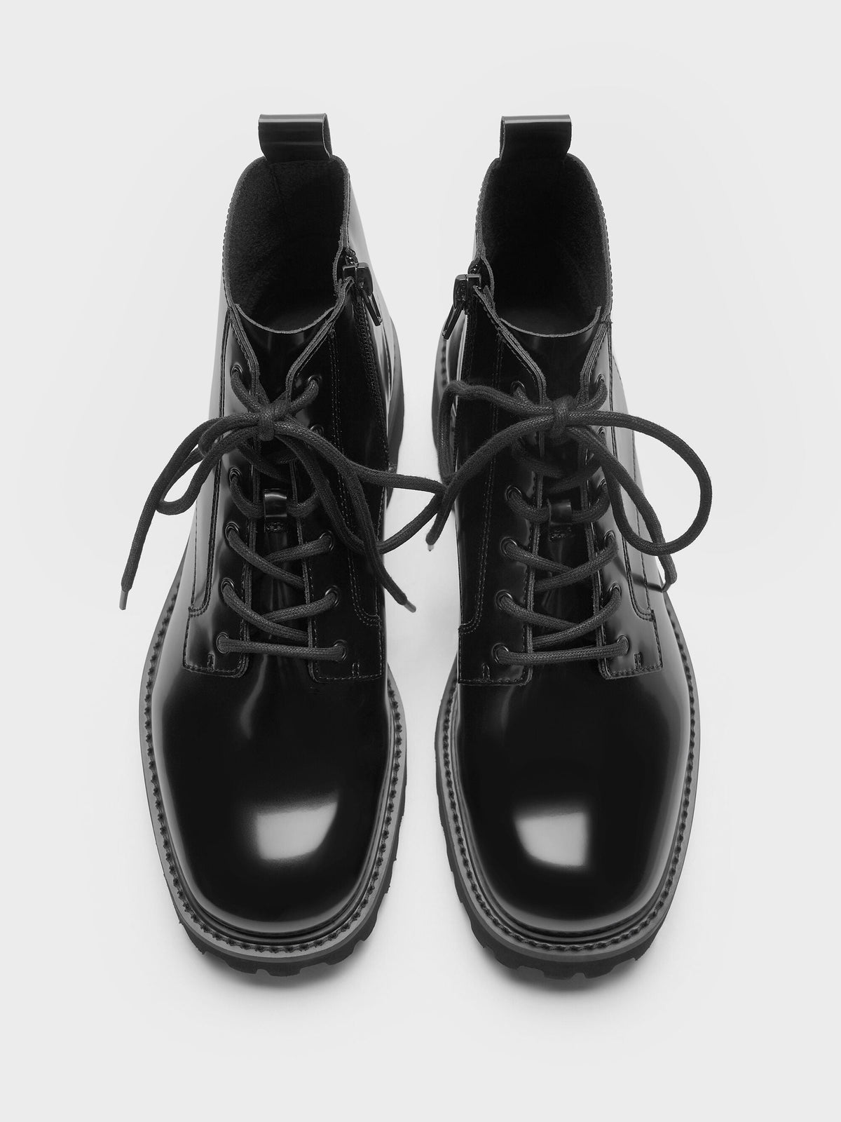 CHARLES & KEITH Top Pick / Ridged-Sole Side-Zip Combat Boots - Black Box