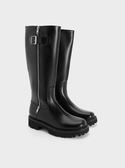 CHARLES & KEITH Special Offer / Lyndon Buckled Knee-High Boots - Black
