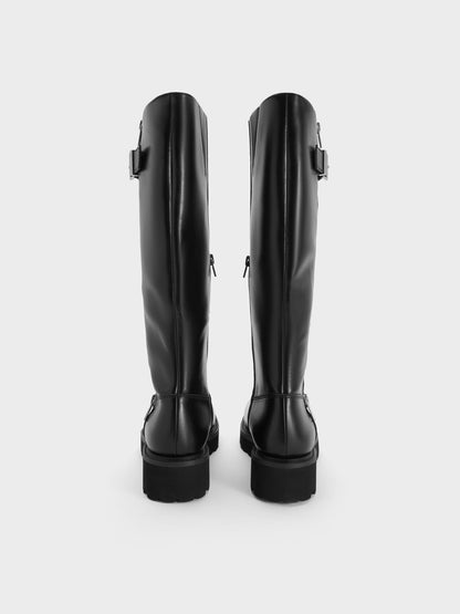 CHARLES & KEITH Special Offer / Lyndon Buckled Knee-High Boots - Black