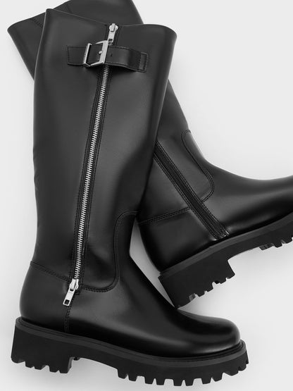 CHARLES & KEITH Special Offer / Lyndon Buckled Knee-High Boots - Black