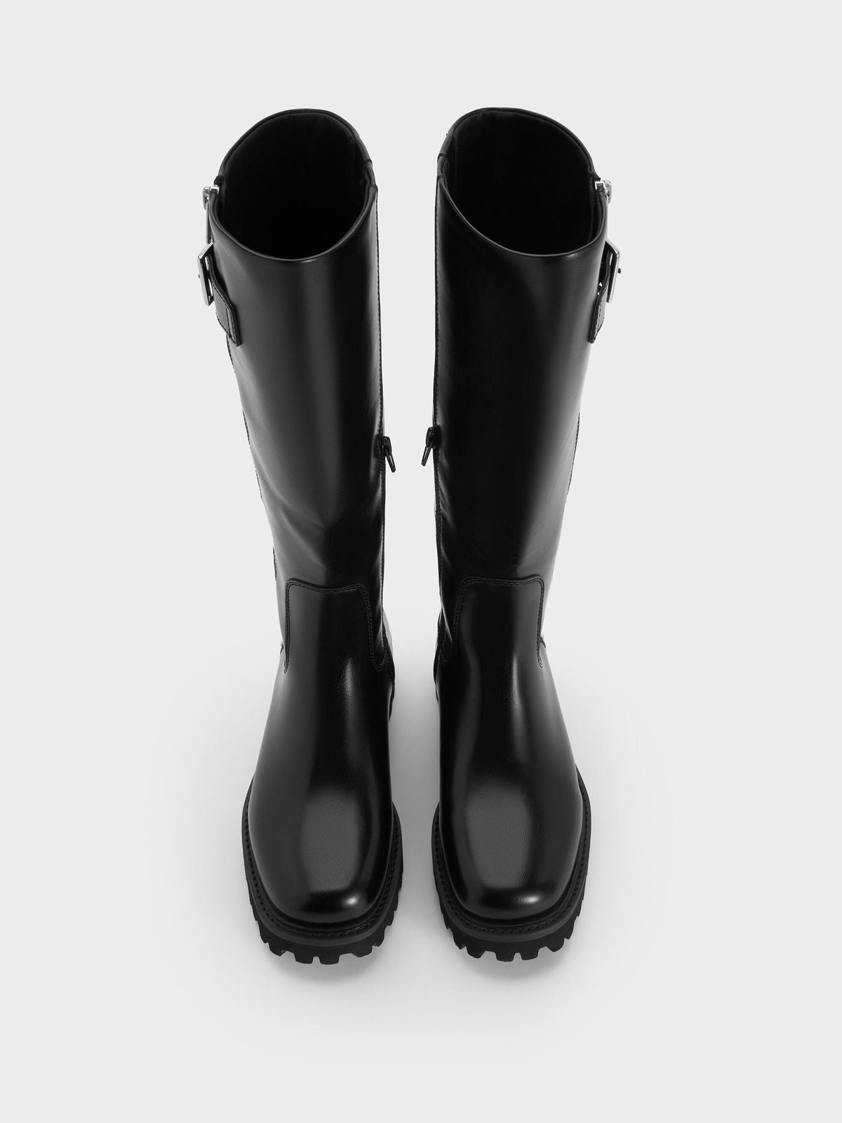 CHARLES & KEITH Special Offer / Lyndon Buckled Knee-High Boots - Black