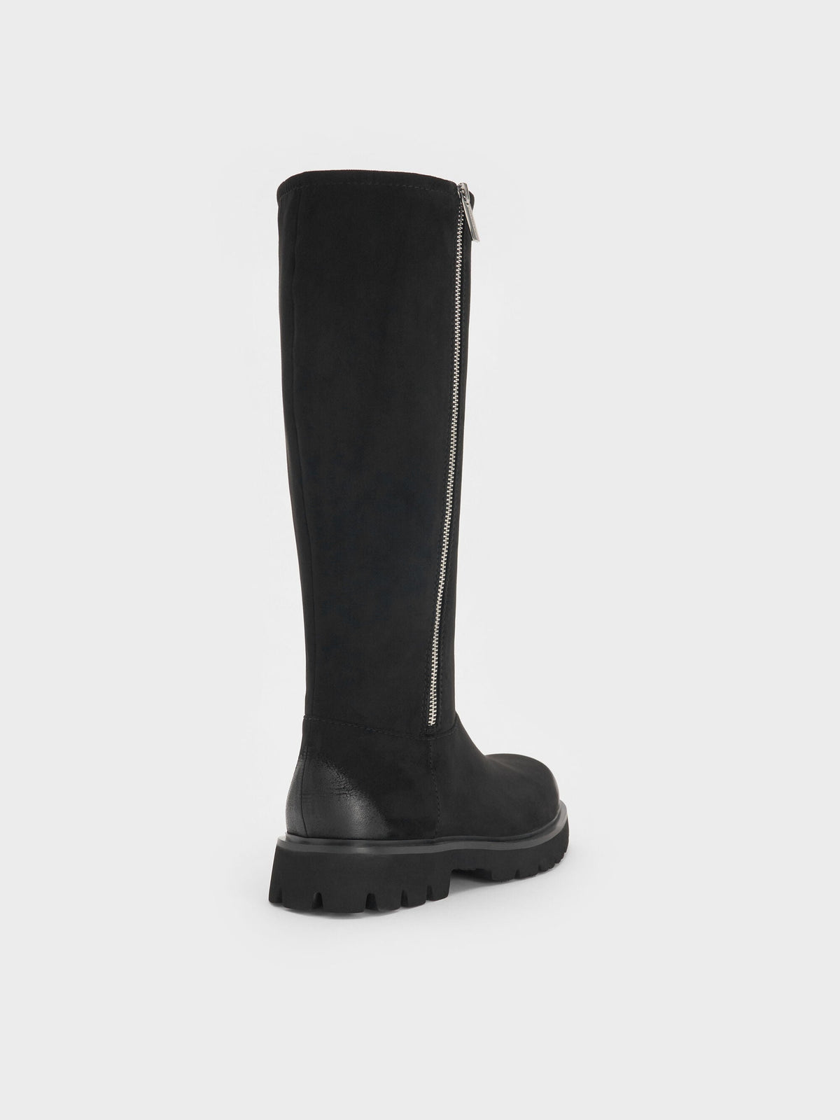 CHARLES & KEITH Popular / Rosamond Faux Suede Knee-High Boots - Black Textured