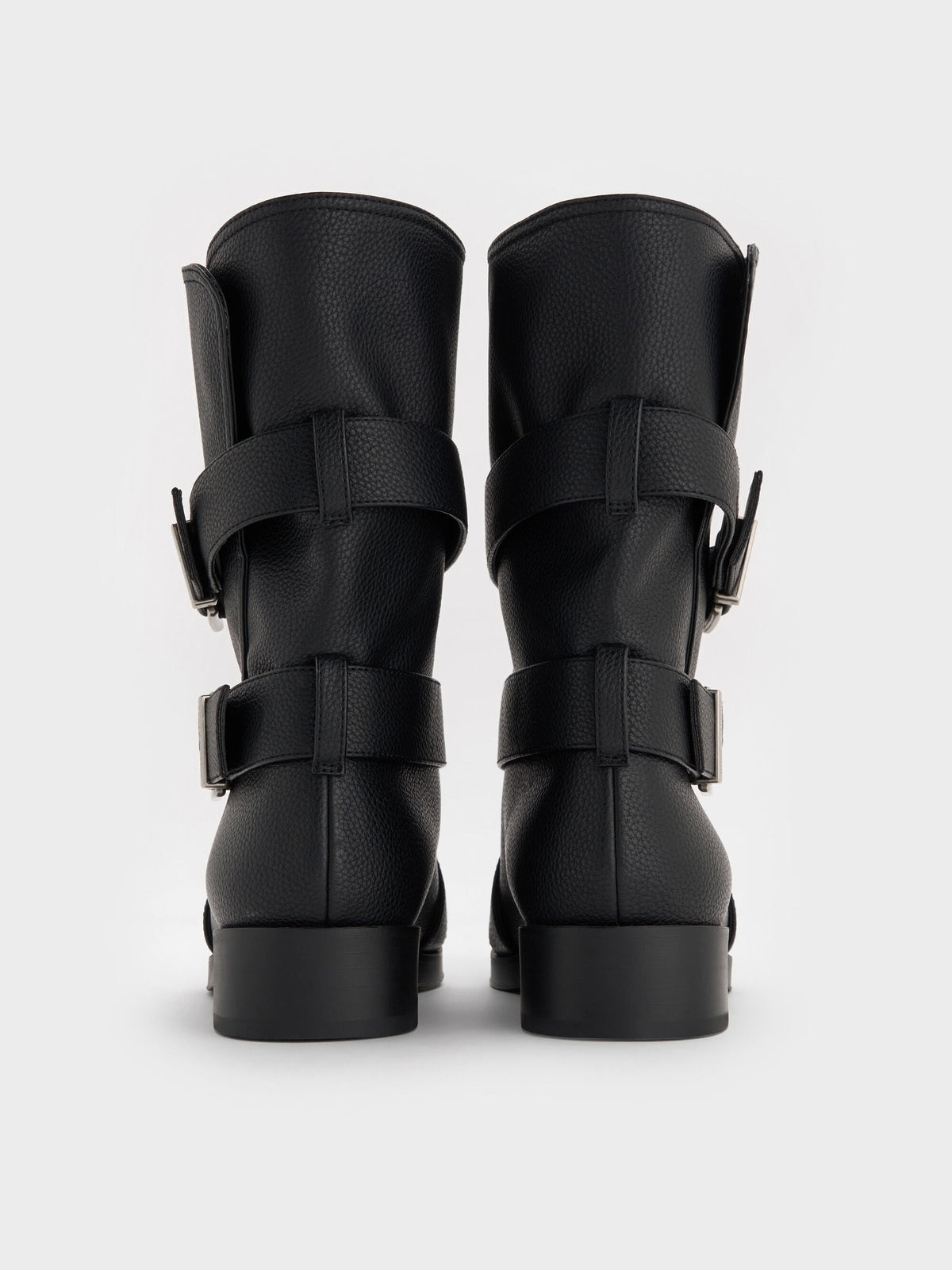 CHARLES & KEITH Sale / Brett Buckle-Strap Calf Boots - Black