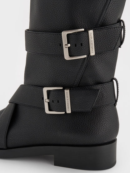 CHARLES & KEITH Sale / Brett Buckle-Strap Calf Boots - Black