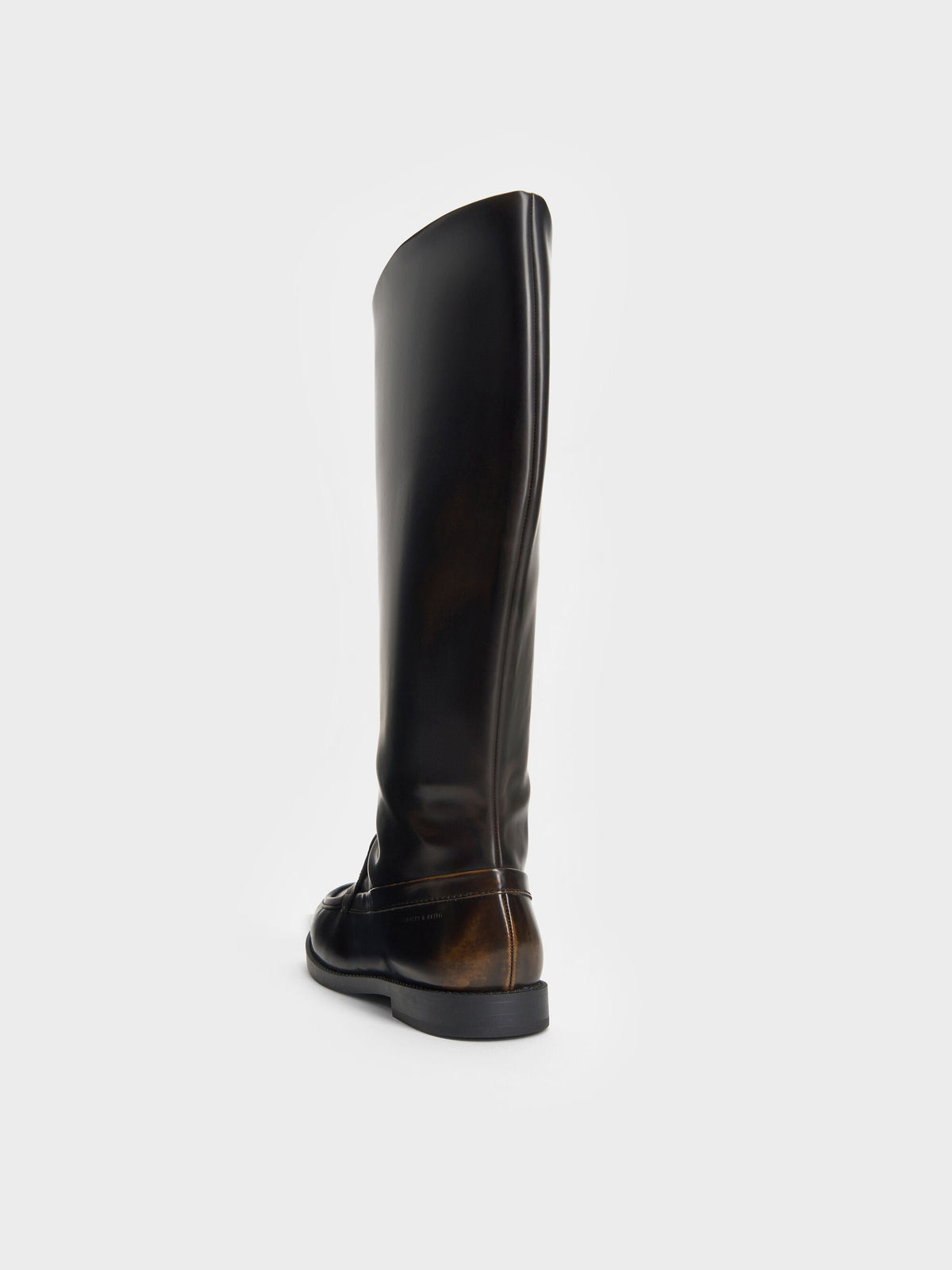 CHARLES & KEITH Trusted / Jagger Knee-High Loafer-Boots - Dark Brown