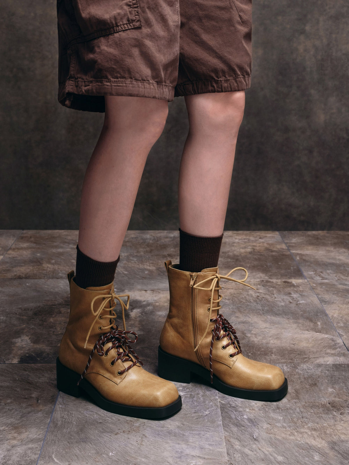CHARLES & KEITH Special Offer / Logan Double-Lace Calf Boots - Sand