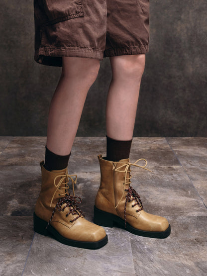 CHARLES & KEITH Special Offer / Logan Double-Lace Calf Boots - Sand