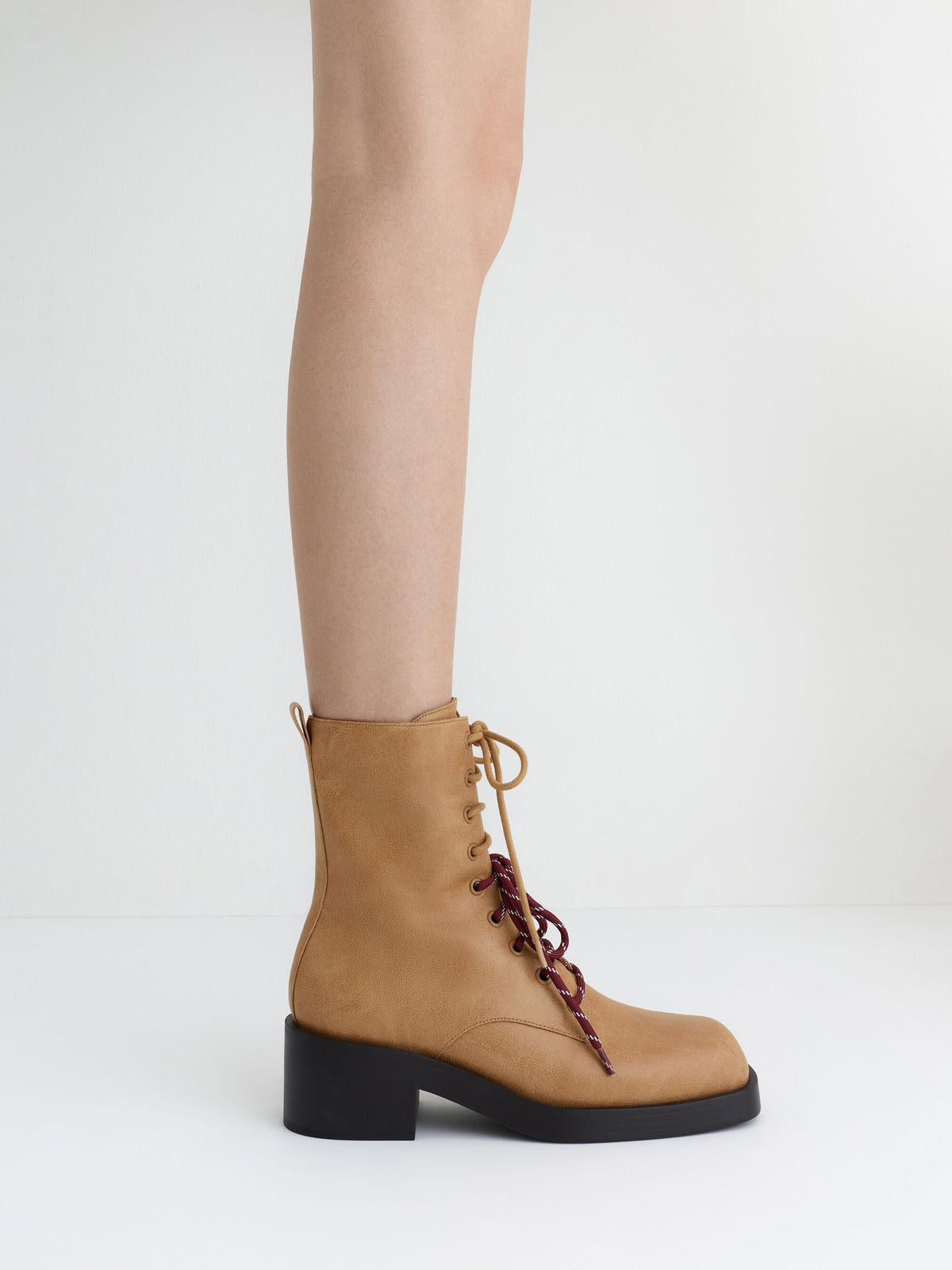 CHARLES & KEITH Special Offer / Logan Double-Lace Calf Boots - Sand