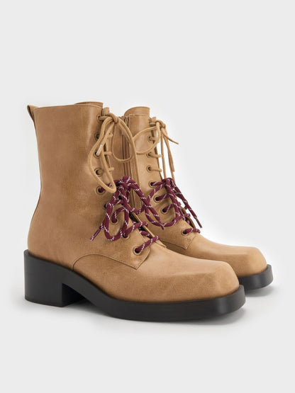 CHARLES & KEITH Special Offer / Logan Double-Lace Calf Boots - Sand
